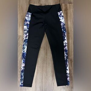 Women's Nicole Miller Sport Athletic Leggings With Floral Siding